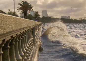The waves along Bayshore Boulevard just before a hurricane