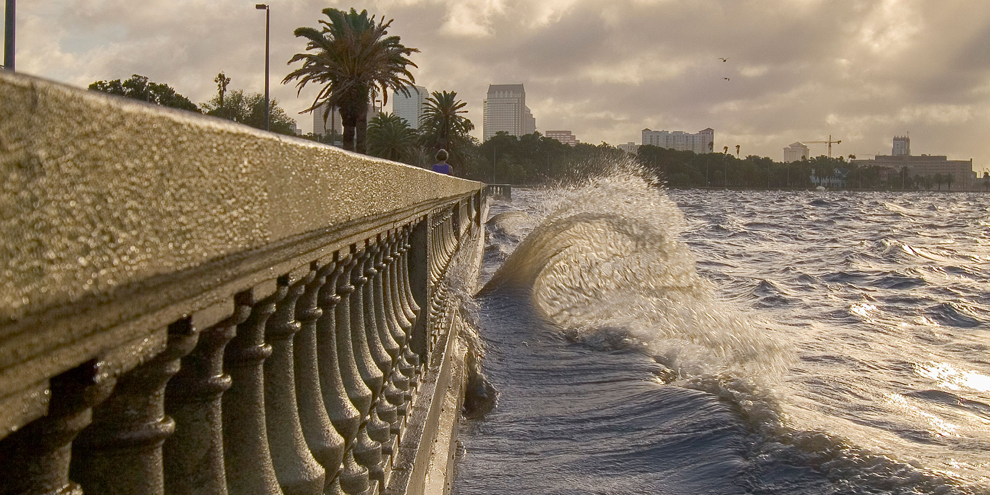 The waves along Bayshore Boulevard just before a hurricane
