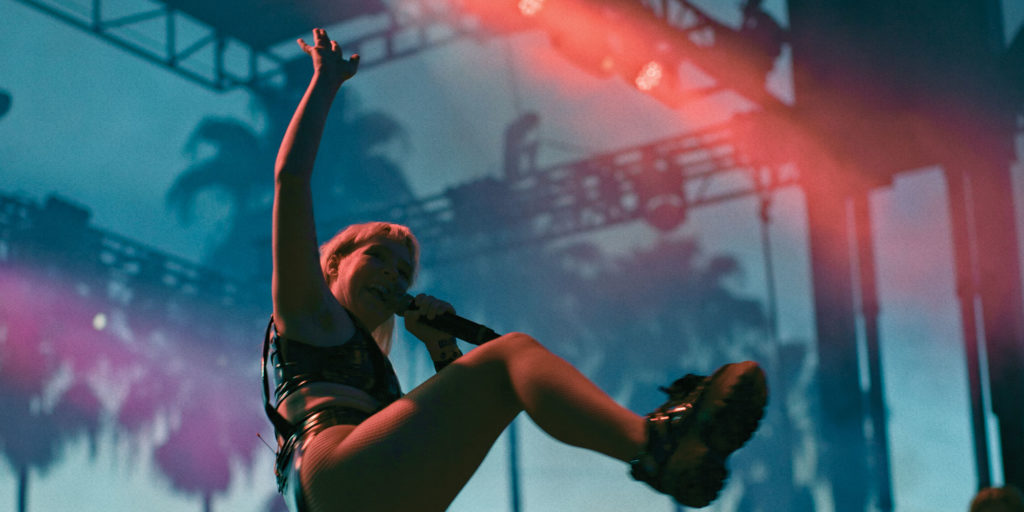 Singer Amelia Meath, of the North Carolina electronic pop duo Sylvan Esso, rocks out at this year’s GMF.