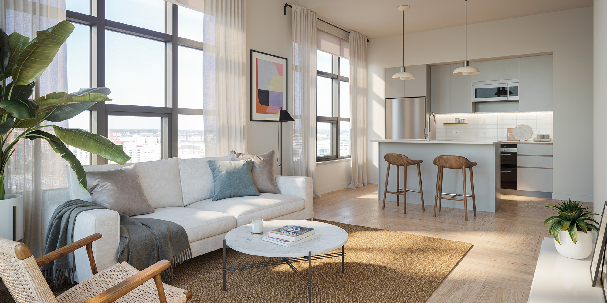 A rendering of an Asher apartment is depicted. Photo courtesy of Strategic Property Partners