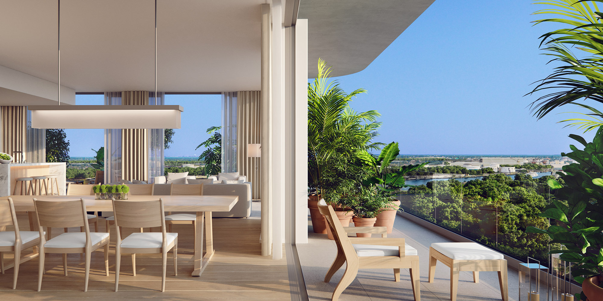  A rendering of a condo’s living and dining room is shown at The Residences at Tampa EDITION. 