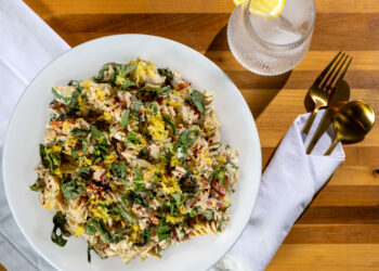 Summer Harvest Pasta with Lemon Garlic Creme